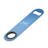 Mit Monogramm "K" Blue Gradient Bottle Opener Speed Flaschenöffner (Vorderseite Schrägansicht)