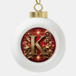 Mit Monogramm "K" Keramik Kugel-Ornament