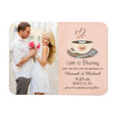 Mit Monogramm Kaffee-Cup im Herzen - Save the Date Magnet (Horizontal)