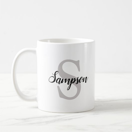 Mit Monogramm Kaffee-Tasse mit Nachname des Skript Kaffeetasse (Links)