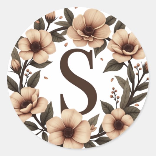 Mit Monogramm Kaffeekranz Runder Aufkleber (Vorderseite)