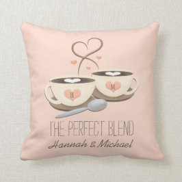 Mit Monogramm Kaffeetasse-Herz-Hochzeit Kissen