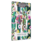 mit Monogramm Kaktus Gemusterter Hintergrund Klemmbrett (Rechts)