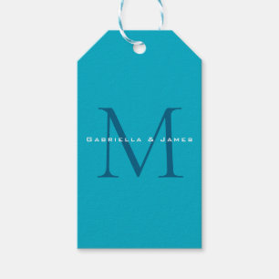 Mit Monogramm Kalligrafie Azure Blue Moderne Schli Geschenkanhänger