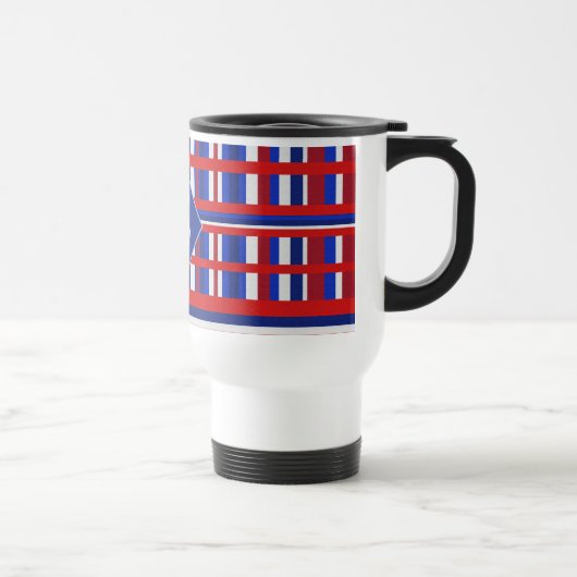 Mit Monogramm Karierte Patriot Red White & Blue Reisebecher (Rechts)