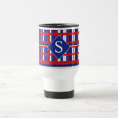 Mit Monogramm Karierte Patriot Red White & Blue Reisebecher (Mittel)