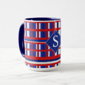 Mit Monogramm Karierte Patriot Red White & Blue Tasse (Vorderseite Links)