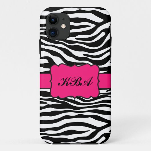 Mit Monogramm Kasten iPhone5 des Zebra-Streifens Case-Mate iPhone Hülle (Rückseite)