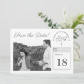 Mit Monogramm katholisch Save The Date (Stehend Vorderseite)