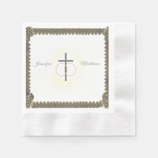 Mit Monogramm-katholische Vintage-Hochzeit Serviette (Vorderseite)