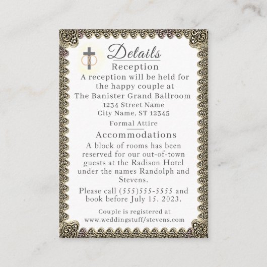 Mit Monogramm katholischer Jahrgang Hochzeitskarte Begleitkarte (Vorderseite)