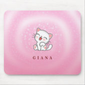 Mit Monogramm Katzenweiße Sterne Mousepad (Vorne)