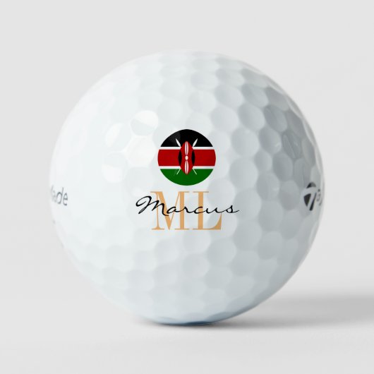 Mit Monogramm kenianische Flagge & Kenya Golf Ball (Vorderseite)
