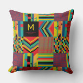 Mit Monogramm Kente Cloth Style Kwanzaa Geschenk Kissen (Vorderseite)