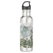 Mit Monogramm Kiefernwald und -gebirge Edelstahlflasche (Vorderseite)