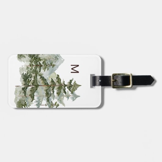 Mit Monogramm Kiefernwald und -gebirge Gepäckanhänger (Vorderseite horizontal)