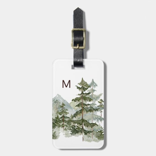 Mit Monogramm Kiefernwald und -gebirge Gepäckanhänger (Vorderseite vertikal)