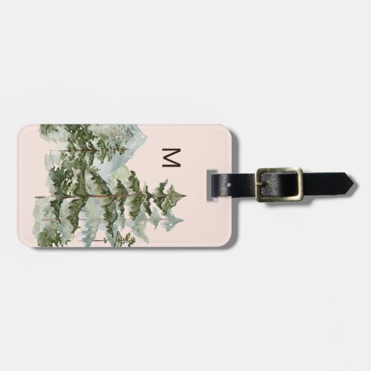 Mit Monogramm Kiefernwald und -gebirge Gepäckanhänger (Vorderseite horizontal)