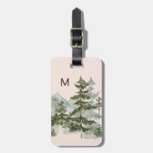 Mit Monogramm Kiefernwald und -gebirge Gepäckanhänger (Vorderseite vertikal)