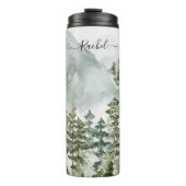 Mit Monogramm Kiefernwald und -gebirge Thermosbecher (Vorderseite)