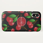 mit Monogramm Kirschmuster Case-Mate iPhone Hülle (Rückseite (Horizontal))