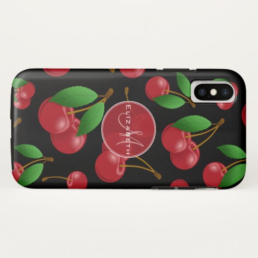 mit Monogramm Kirschmuster Case-Mate iPhone Hülle (Rückseite (Horizontal))