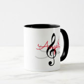 mit Monogramm Klammer, Musik Tasse (VorderseiteRechts)