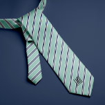 Mit Monogramm, klassische Minze, grüne und Marine  Krawatte<br><div class="desc">Klassische Streifen,  die leicht personalisiert werden können für ein Familiengeschenk,  Hochzeitsgeschenke für Ihre Trauzeugen,  Firmenveranstaltungen,  etc.</div>