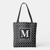 Mit Monogramm klassische Serif-BW-Quatrefolie Tasche (Rückseite)