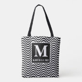 Mit Monogramm klassische Serif-BW-Waves II Tasche (Rückseite)