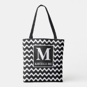 Mit Monogramm klassische Serif-BW-Waves Tasche (Rückseite)