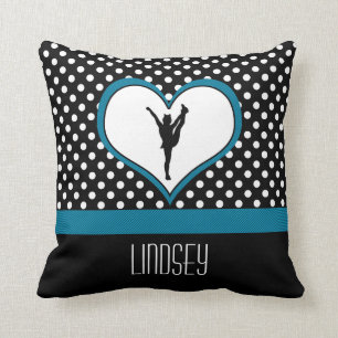 Mit Monogramm klassischer aquamariner Polka-Punkt Kissen