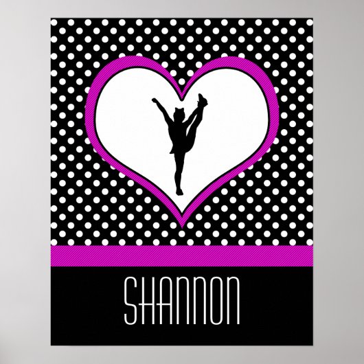 Mit Monogramm klassischer Pink Cheer Polka-Dot mit Poster (Vorne)