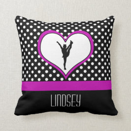 Mit Monogramm klassischer rosa Beifall Polka-Punkt Kissen