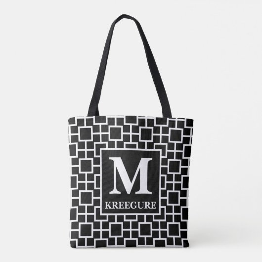 Mit Monogramm klassischer serieller BW-Platz Tasche (Rückseite)