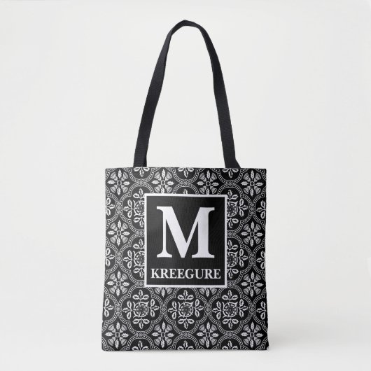 Mit Monogramm klassischer Serif-BW-SchmelzklebeDam Tasche (Vorderseite)