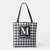 Mit Monogramm klassisches Serif-BW-Hahnentrittmust Tasche (Rückseite)