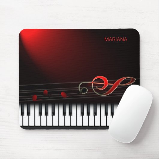 Mit Monogramm Klavier und Roter Klee Mousepad (Mit Mouse)