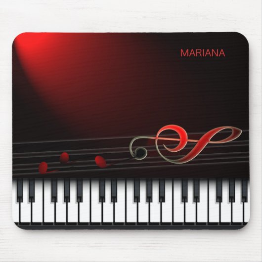 Mit Monogramm Klavier und Roter Klee Mousepad (Vorne)