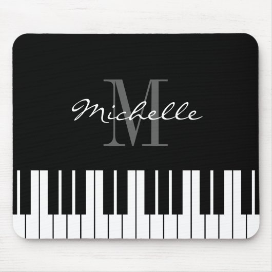 mit Monogramm Klaviertasten Mausknöpfe für Pianist Mousepad (Vorne)