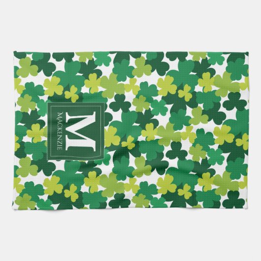 Mit Monogramm Kleeblatt des St. Patrick's Day Küchentuch (Horizontal)