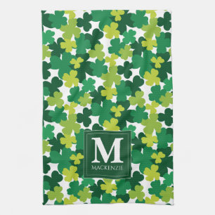 Mit Monogramm Kleeblatt des St. Patrick's Day Küchentuch