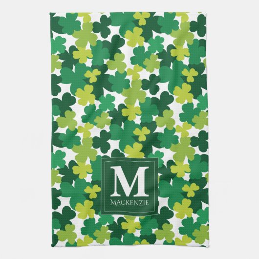 Mit Monogramm Kleeblatt des St. Patrick's Day Küchentuch (Vertikal)