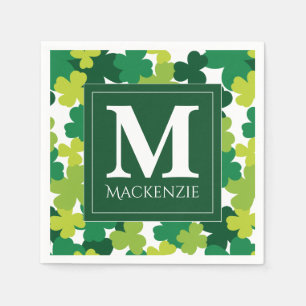 Mit Monogramm Kleeblatt des St. Patrick's Day Serviette