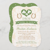 Mit Monogramm Kleeblatt-und Hufeisen-Brautparty Einladung (Vorne/Hinten)