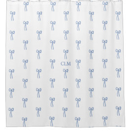 Mit Monogramm kleiner Bow Blue Duschvorhang
