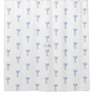 Mit Monogramm kleiner Bow Blue Duschvorhang