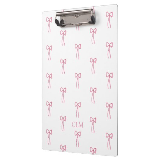 Mit Monogramm kleiner Bow Pink Klemmbrett (Links)