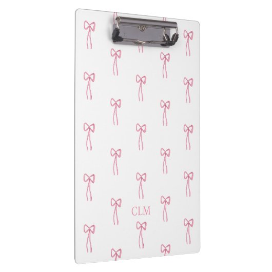 Mit Monogramm kleiner Bow Pink Klemmbrett (Rechts)