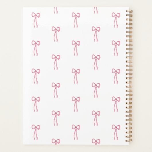 Mit Monogramm kleiner Bow Pink Planner Planer (Rückseite)